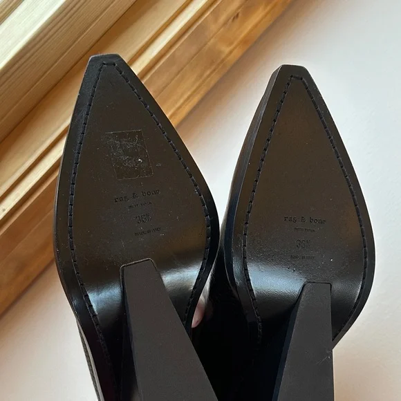 Rag & Bone Santiago Black Croc Embossed Wedge Mule Size 36.5 6.5 - Picture 7 of 8